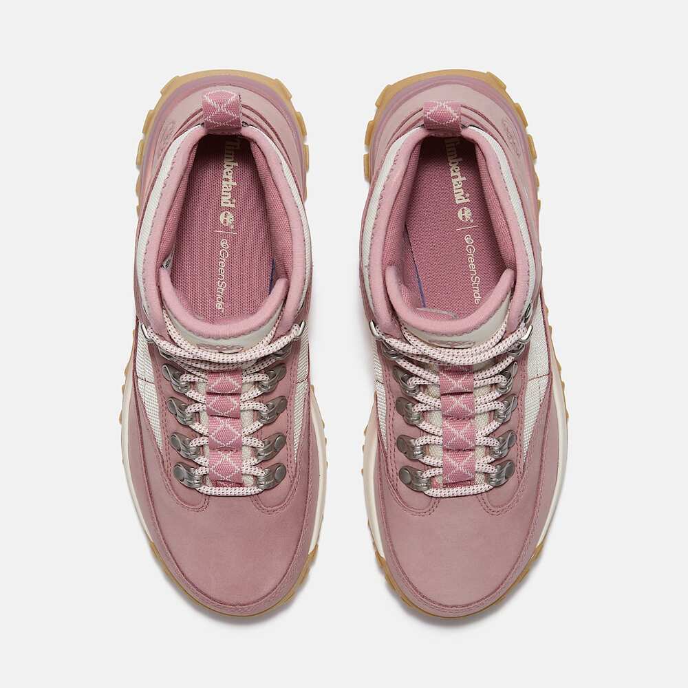 TIMBERLAND WOMEN'S 9.5 GREENSTRIDE MOTION 6 MID LACE SNEAKER PINK NUBUCK NIB - Picture 2 of 7